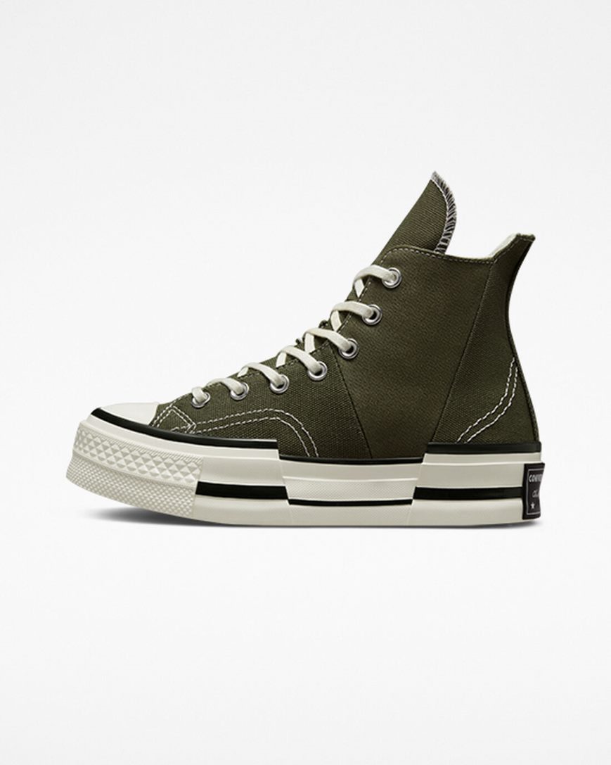 Tenisi Inalti Barbati Converse Chuck 70 Plus Masline Verzi Negrii | RO 0XWIV920